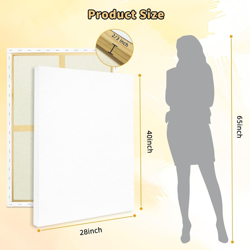 FROM ONE 2-Pack Stretched Canvases 28x40 Inch – 13.4oz (380gsm) Triple Gesso Primed, Warp-Resistant Large Pre-Stretched Canvas for Oil Painting & Gallery-Quality Acrylic Art - Image 4